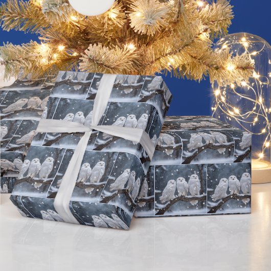 Papier Cadeau Chouettes neigeuses de Noël (Vacances)