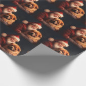 Papier Cadeau Chow Chow avec Noël Festif du Père Noël (Coin)
