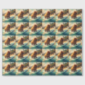 Papier Cadeau Chow Chow Beach Plage Surf Peinture (Plat)