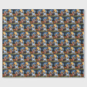 Papier Cadeau Chow Chow Chien Citrouille Halloween drôle (Plat)