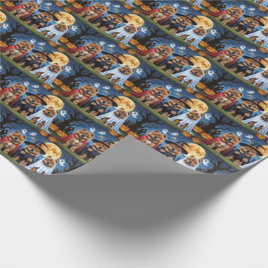 Papier Cadeau Chow Chow Chien Citrouille Halloween drôle (Coin)