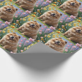 Papier Cadeau Chow Chow Chien Fleurs de printemps Peinture (Coin)