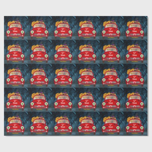 Papier Cadeau Chow Chow Chig Conduire voiture effrayant Hallowee (Plat)