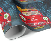 Papier Cadeau Chow Chow Chig Conduire voiture effrayant Hallowee (Coin rond)