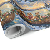 Papier Cadeau Chow Chow Christmas Boat Holiday (Coin rond)