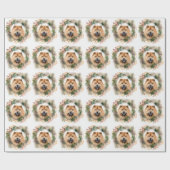 Papier Cadeau chow chow Christmas Wreath Festive Pup (Plat)