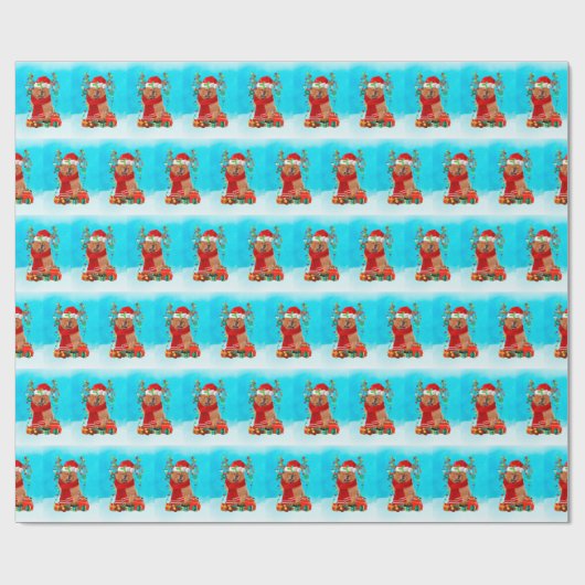 Papier Cadeau Chow Chow dans la neige avec cadeaux de Noël (Plat)