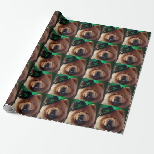 Papier Cadeau Chow Chow Dog en tenue de la Saint Patrick (Déroulé)