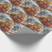 Papier Cadeau Chow Chow Dog in Sledge Let's neige Christmas (Coin)