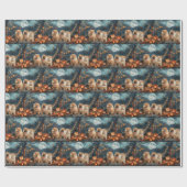 Papier Cadeau Chow Chow Halloween Éffrayant (Plat)