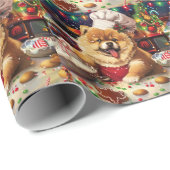 Papier Cadeau Chow Chow Holiday Baking : Festive Noël (Coin rond)