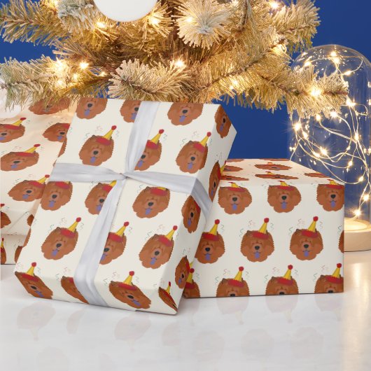Papier Cadeau Chow Chow mignon avec le Motif de Noël (Vacances)