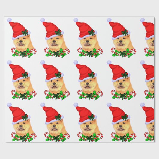 Papier Cadeau Chow Chow Noël (Plat)
