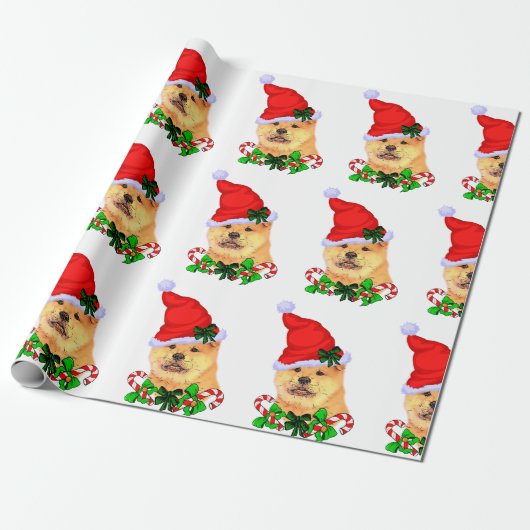 Papier Cadeau Chow Chow Noël (Déroulé)