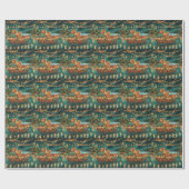 Papier Cadeau Chow Chow Noël Festive Voyage (Plat)