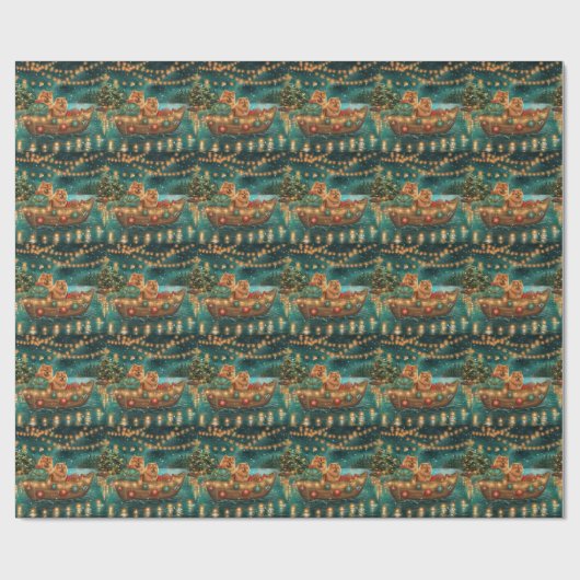 Papier Cadeau Chow Chow Noël Festive Voyage (Plat)