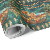 Papier Cadeau Chow Chow Noël Festive Voyage (Coin rond)