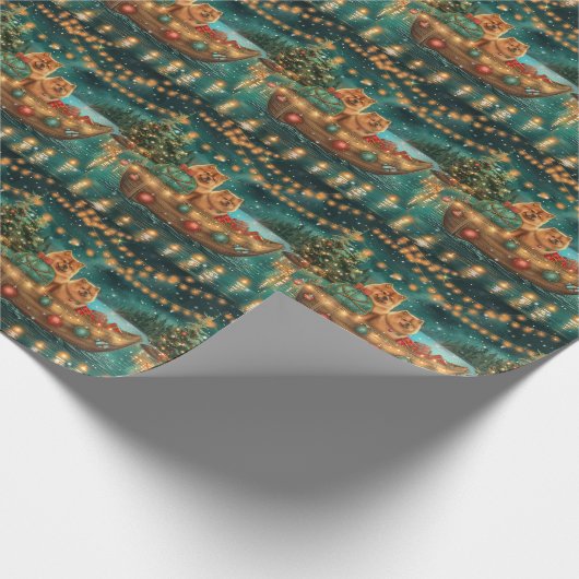 Papier Cadeau Chow Chow Noël Festive Voyage (Coin)