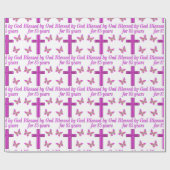 PAPIER CADEAU CHRÉTIEN 85E ANNIVERSAIRE CROIX ROSE CONCEPTION (Plat)