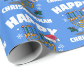 Papier Cadeau Chrismukkah Santa Hat et Menorah (Coin rond)