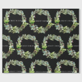 Papier Cadeau Christ est né Black Christmas Wreath (Plat)