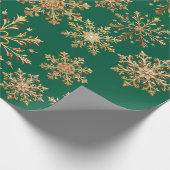 Papier Cadeau Christams Gold and Green Snowflake Wrapping paper (Coin)