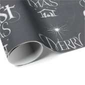 Papier Cadeau Christian Joyeux Noël Chalkboard Calligraphie (Coin rond)