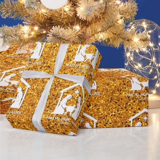 Papier Cadeau Christian Nativity Faux Glitter Christmas (Vacances)