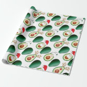 Papier Cadeau Christmas Avocado Père Noël, Rudolph, & Mrs Claus (Déroulé)
