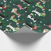 Papier Cadeau Christmas Basset Hound Forest Green (Coin)