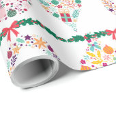 Papier Cadeau Christmas Baubles and Garland  (Coin rond)
