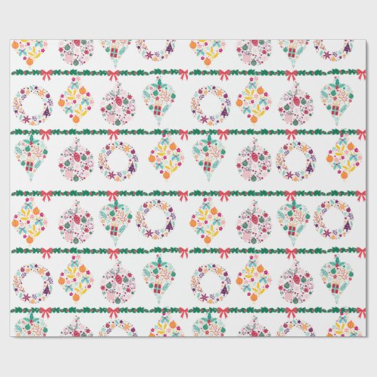 Papier Cadeau Christmas Baubles and Garland  (Plat)