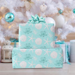 Papier Cadeau Christmas Beach Sand Dollar Starfish Aqua Blue<br><div class="desc">Ce beau papier d'emballage de Noël côtier sur le thème de la plage présente un motif d'étoiles de mer, de dollars de sable et de corail de parties scintillant d'aqua sur un arrière - plan bleu aqua clair. Veuillez visiter la collection pour de nombreux produits correspondants. Si vous souhaitez encore...</div>