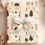 Papier Cadeau Christmas Bear Village Rose Black Gold<br><div class="desc">Christmas Bear Village Rose Black Or Papier d'enveloppement moderne. Belle conception de vacances moderne rose noir et or avec ours,  maisons de village et arbres de noël. Parfait pour Noël et les fêtes.</div>