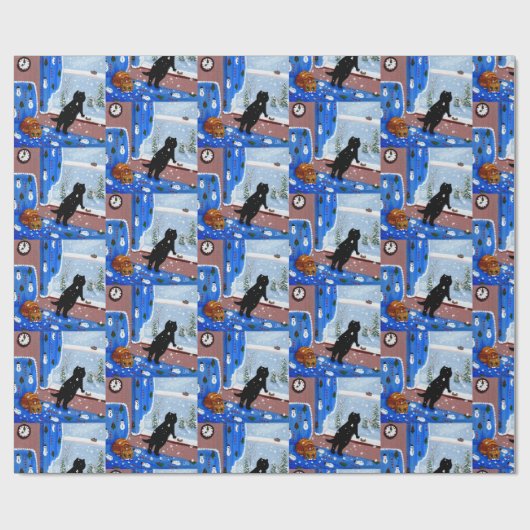 Papier Cadeau Christmas Black Cat Art Painting (Plat)