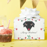 Papier Cadeau Christmas Black Labrador Retriever<br><div class="desc">Ce modèle cadeau de Noël Black Lab présente mon dessin aquarelle avec des ornements numériques,  un faux orteil et du texte ajouté.</div>