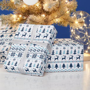Papier Cadeau CHRISTMAS Blue Deer motif Choisir la couleur Envel