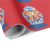 Papier Cadeau Christmas Blue Ginger Jar (Coin rond)