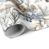 Papier Cadeau Christmas Blue Pine Cones   (Coin rond)