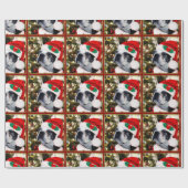 Papier Cadeau Christmas Boston Terrier dog (Plat)