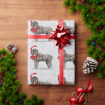 Papier Cadeau Christmas Bouvier pour les vacances Amoureux de le<br><div class="desc">Cet adorable chien de Bouvier des Flandres est habillé pour la saison des fêtes dans un foulard rouge et un chapeau de Père Noël,  assis contre un doux arrière - plan de l'art du mot.</div>