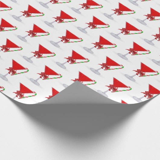 Papier Cadeau Christmas Bow On Holiday Martini with Candy Cane (Coin)