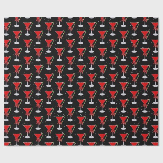 Papier Cadeau Christmas Bow On Holiday Martini with Candy Cane (Plat)