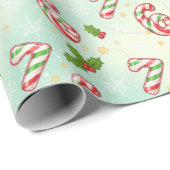 Papier Cadeau Christmas Candy Cane 6-7 Meme Holiday (Coin rond)
