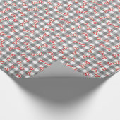 Papier Cadeau Christmas Candy Cane Dog Bones On Gingham (Coin)