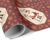 Papier Cadeau Christmas Card of Santa Claus With Candy Cane (Coin rond)