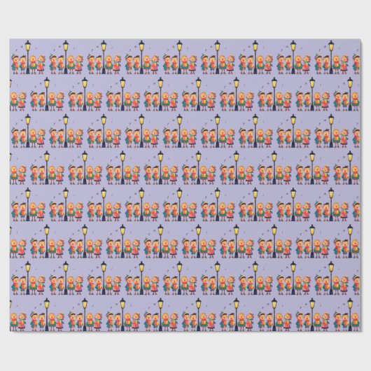 Papier Cadeau Christmas Carolers Singing by a Lampost (Plat)