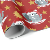 Papier Cadeau Christmas cartoon with a cute elephant wrapping pa (Coin rond)