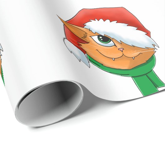 Papier Cadeau Christmas Cat (Coin rond)