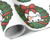 Papier Cadeau Christmas Cat (Coin rond)